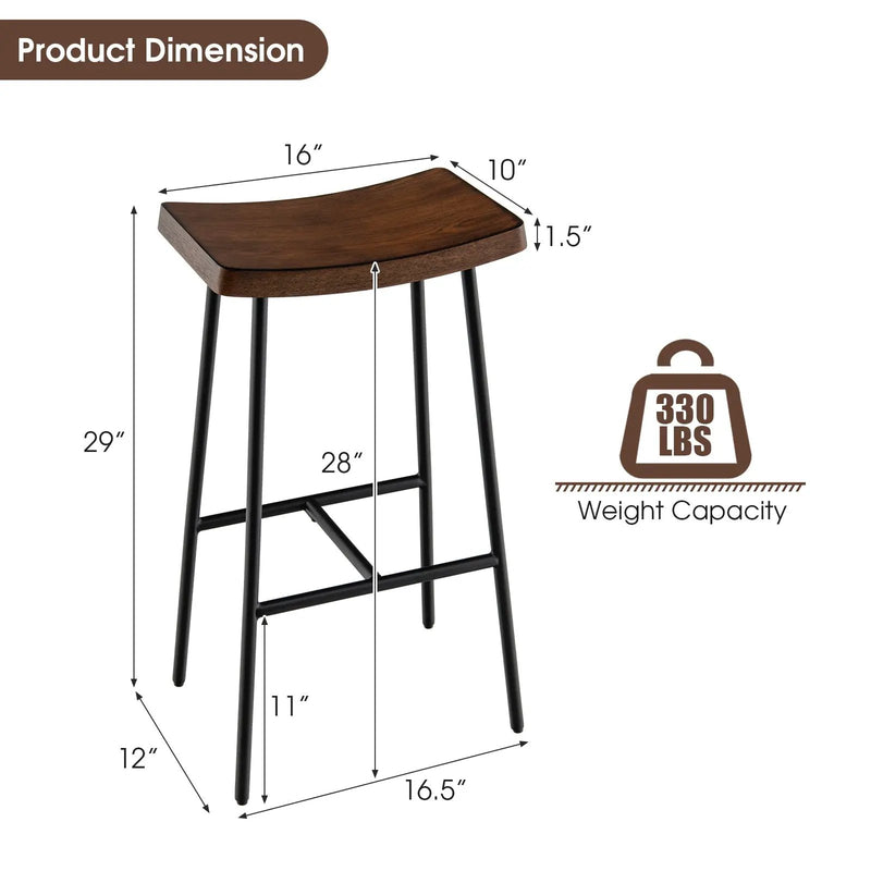 Industrial Saddle Stool with Metal Legs and Adjustable Foot Pads by DirectDeals