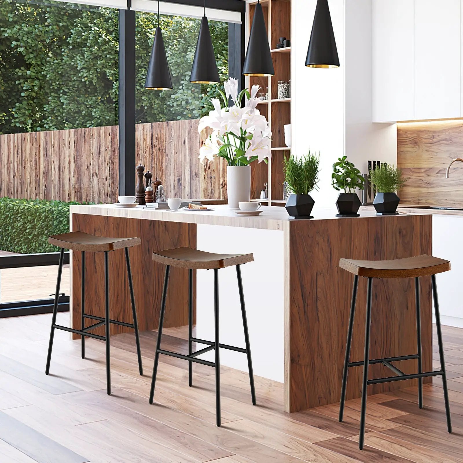 Industrial Saddle Stool with Metal Legs and Adjustable Foot Pads by DirectDeals