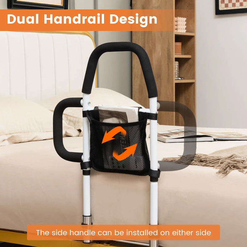 Safety Bed Assist Rail with Dual Handrail-White by DirectDeals