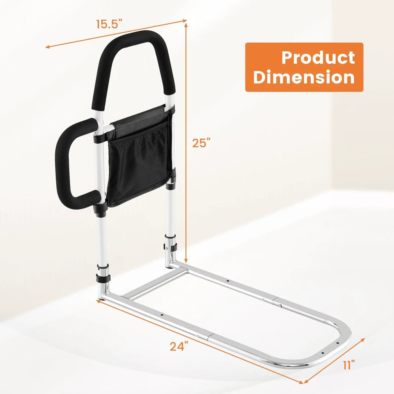 Safety Bed Assist Rail with Dual Handrail-White by DirectDeals