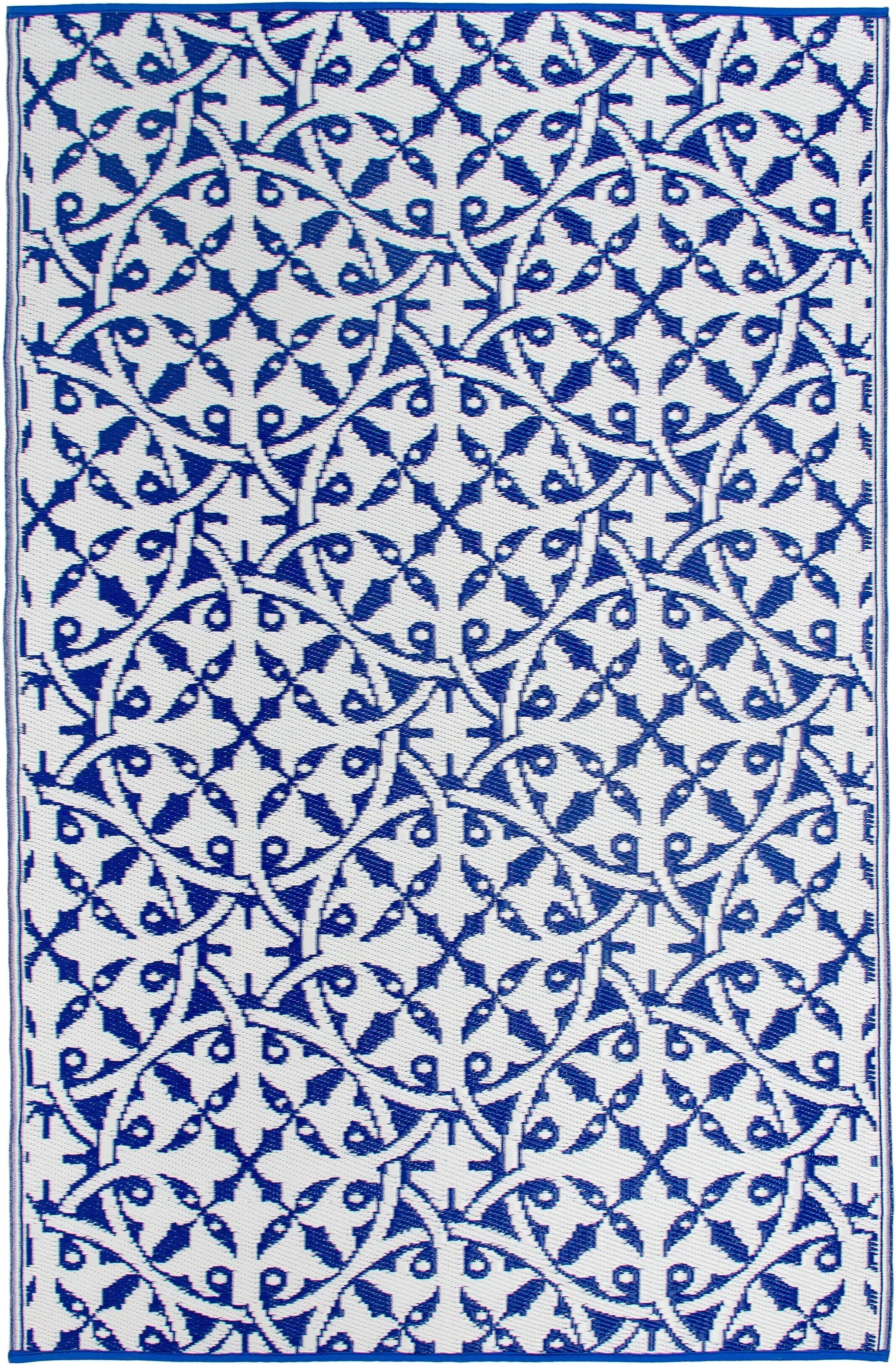 San Juan - Dark Blue Outdoor Rug for Patio FINAL SALE by Fab Habitat
