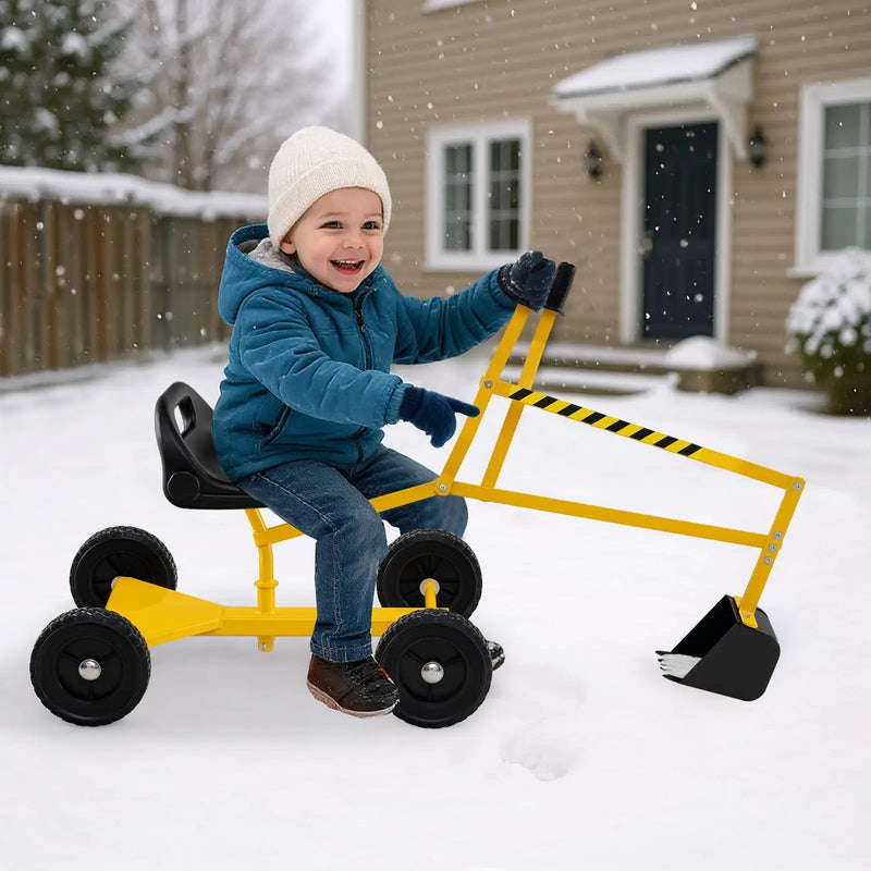 Sand Digger for Kids Sandbox Toy Digger with 2-Handed Controls and Flexible Shovel-Yellow by DirectDeals