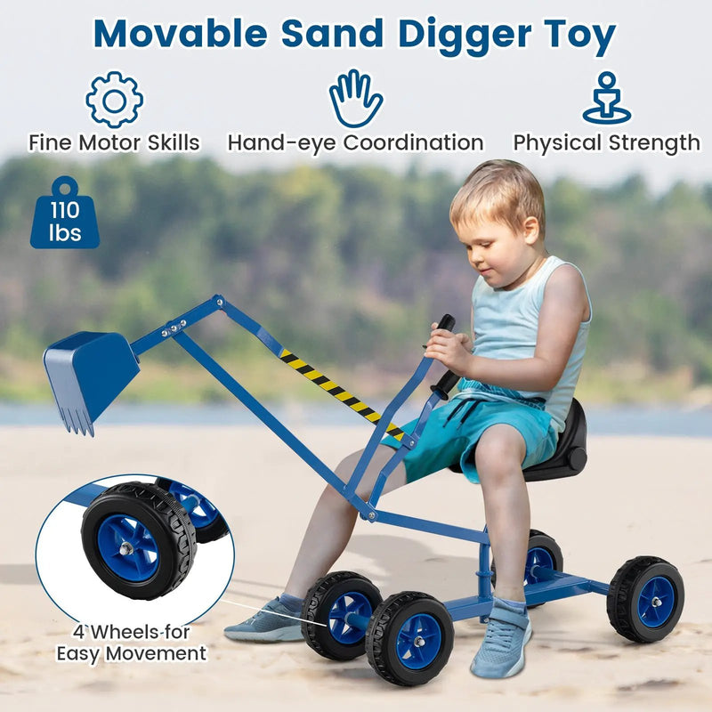 Sand Digger for Kids with 2-Handed Controls and Flexible Shovel by DirectDeals