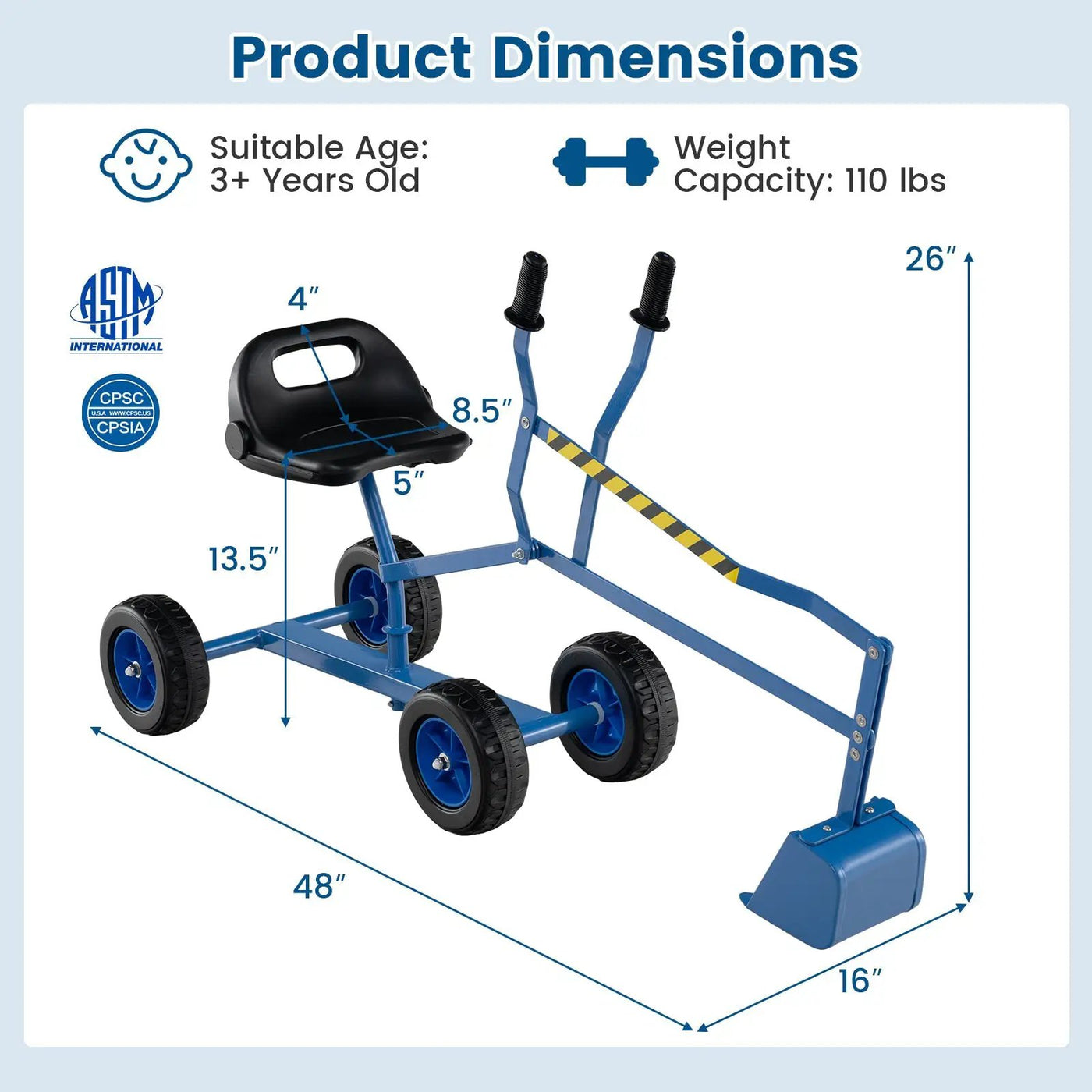 Sand Digger for Kids with 2-Handed Controls and Flexible Shovel by DirectDeals