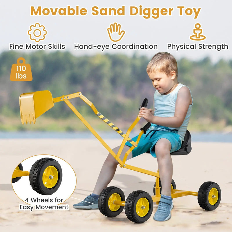 Sand Digger for Kids with 2-Handed Controls and Flexible Shovel by DirectDeals