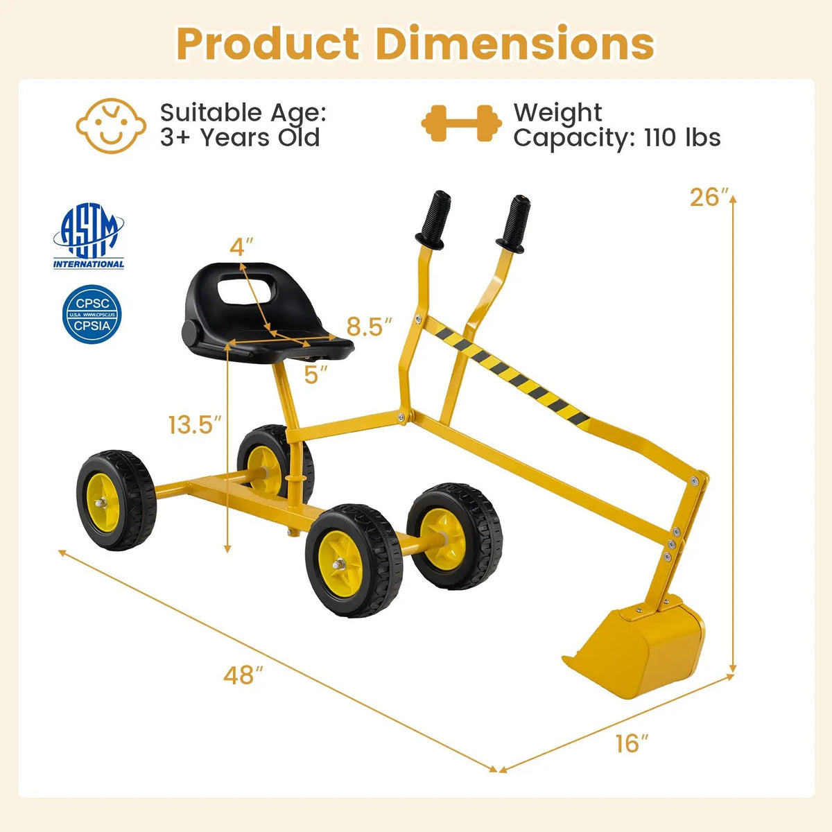 Sand Digger for Kids with 2-Handed Controls and Flexible Shovel by DirectDeals