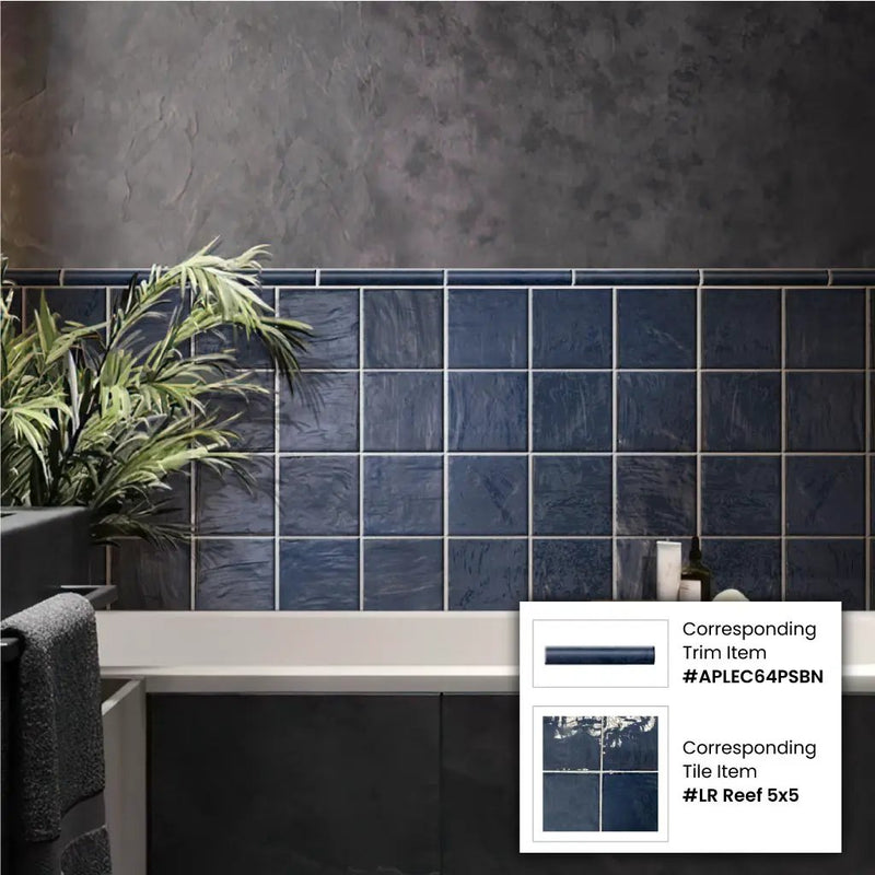 Dark Blue 5x5 Glossy Subway Ceramic Tile (57 pack, 10.76 sq ft/case) by Apollo Tile