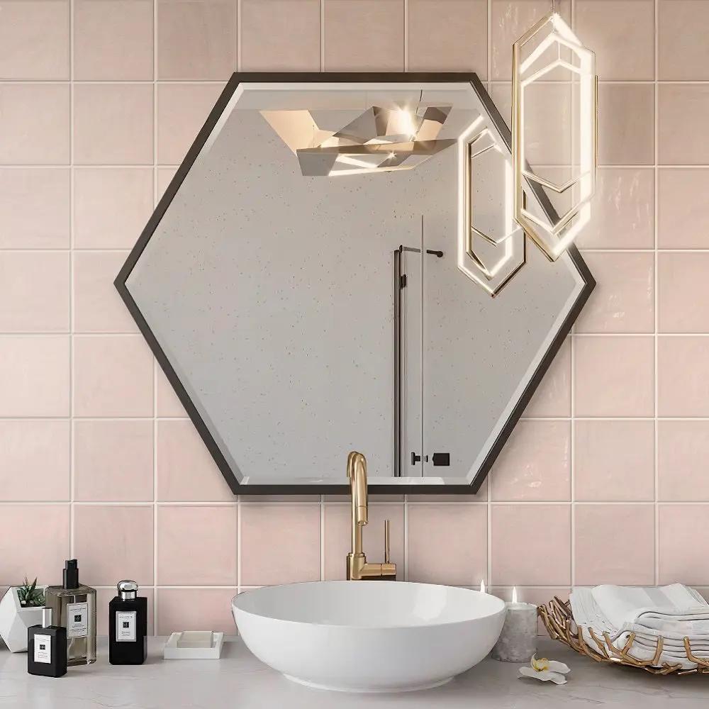 Chateau Soft Pink 5x5 Glossy Ceramic Square Tile (57 pack, 10.76 sq ft/case) by Apollo Tile