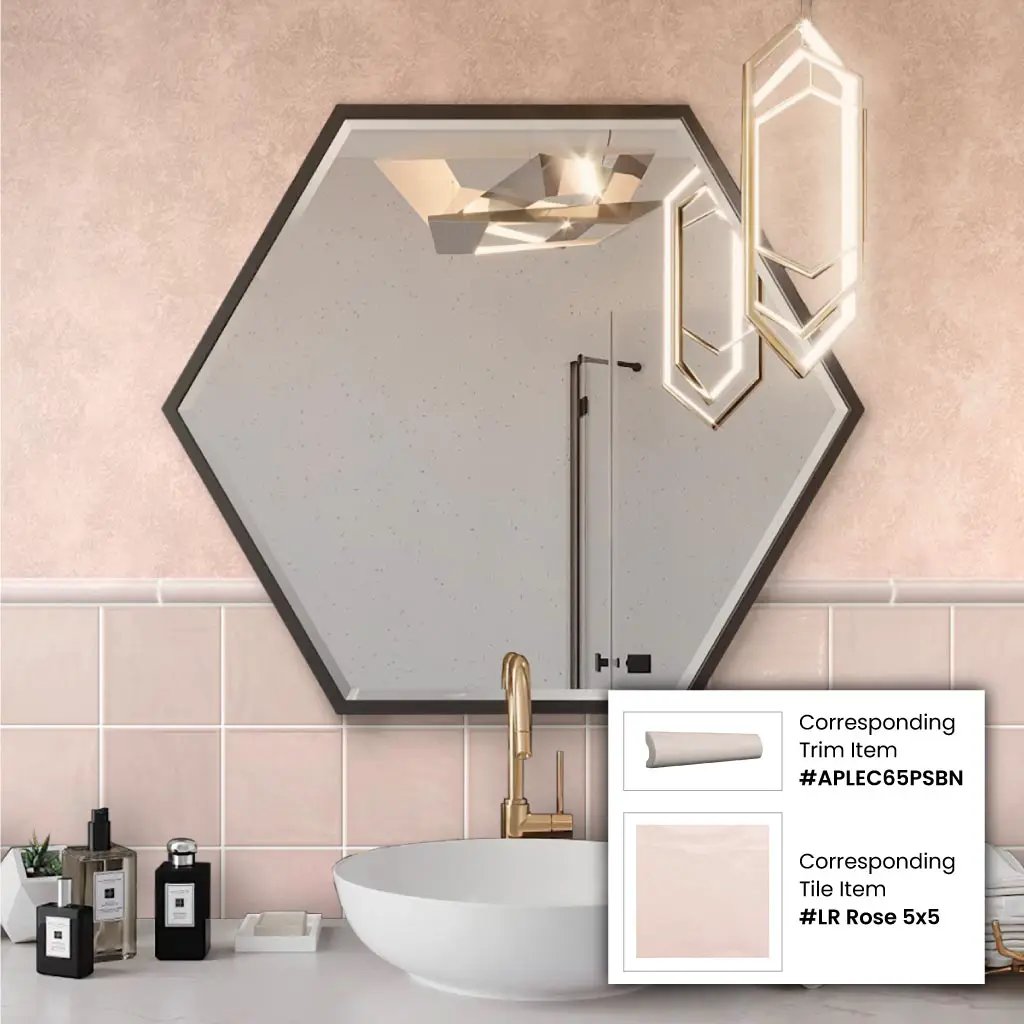 Chateau Soft Pink 5x5 Glossy Ceramic Square Tile (57 pack, 10.76 sq ft/case) by Apollo Tile