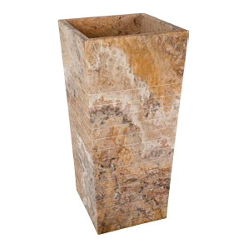 Scabos Travertine Pedestal Stand-Alone Cone Shaped Sink by GobekDesign