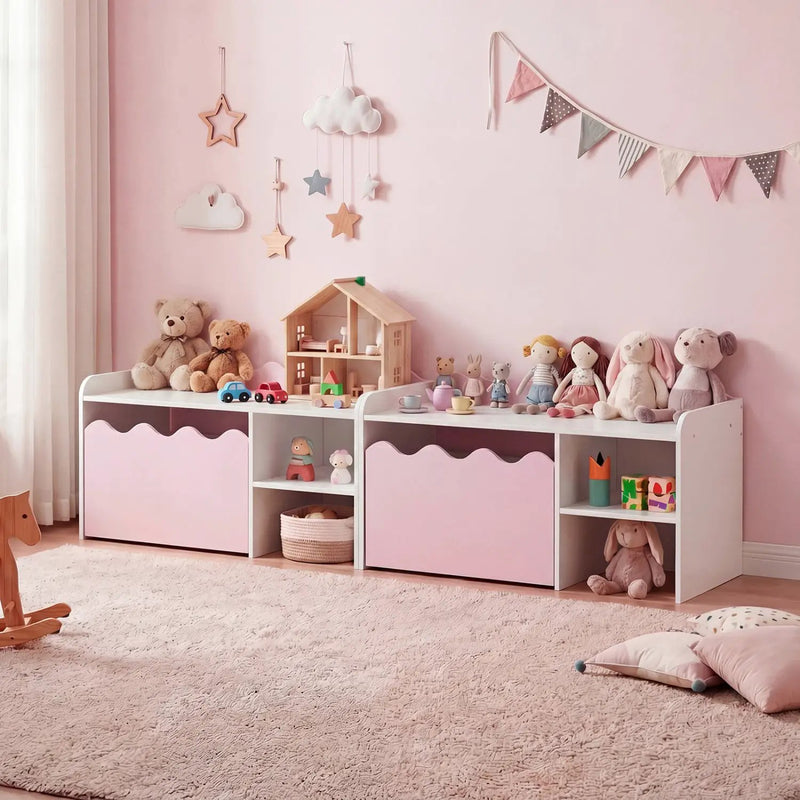 Scalloped Kids Bookshelf and Toy Storage Organizer for Playroom by DirectDeals