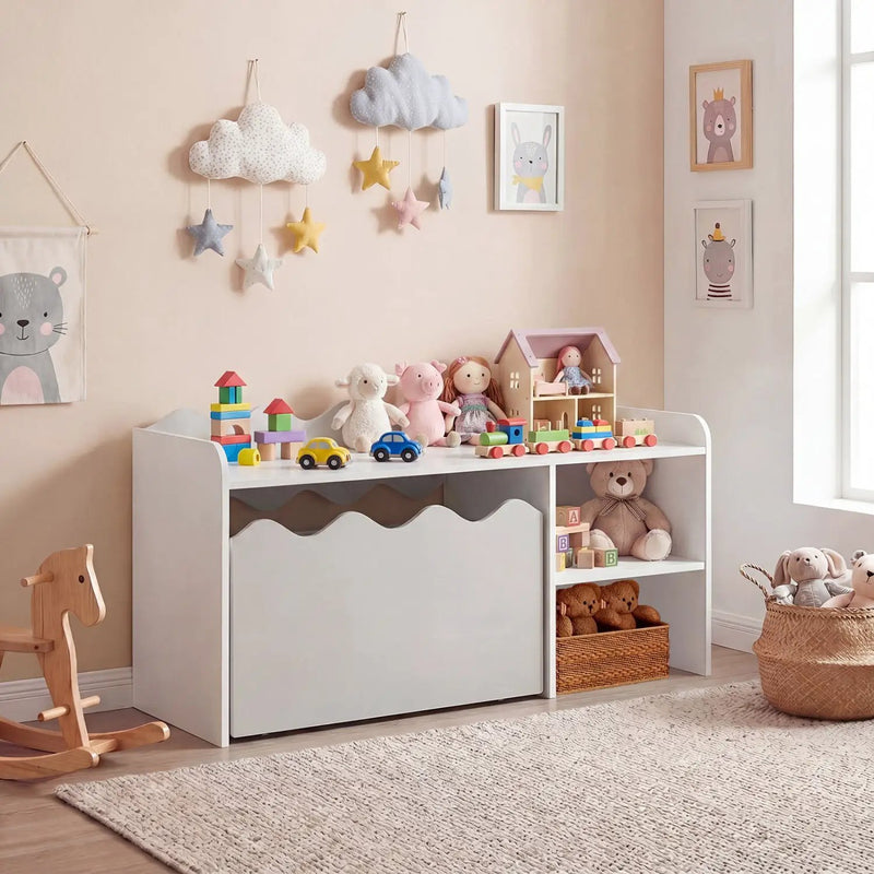 Scalloped Kids Bookshelf and Toy Storage Organizer for Playroom by DirectDeals