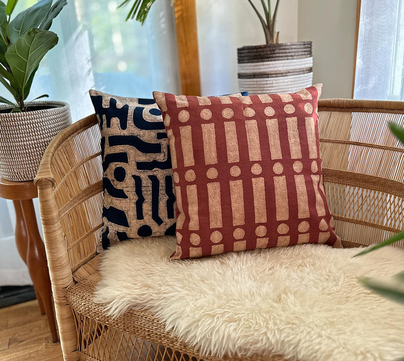 Navy Blue + Rosy Beige Bogo Marks Pillow Cover, photo 3 of 4
