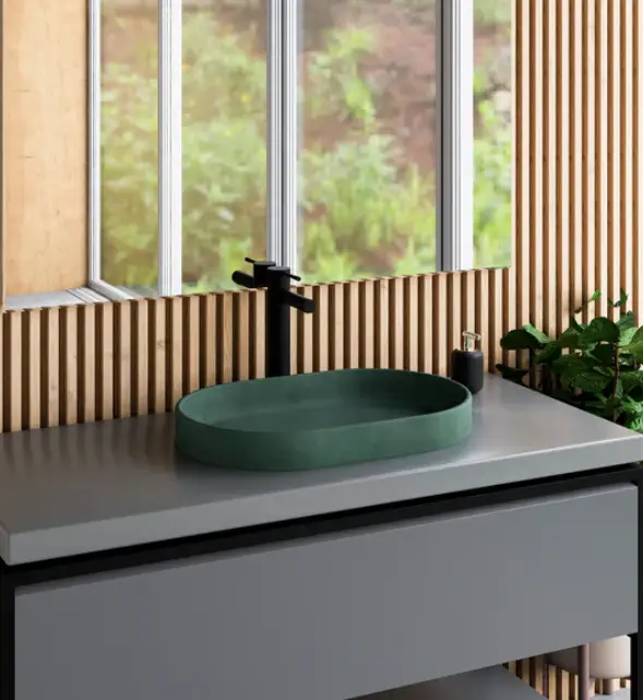 DDALF044 22'' Concrete Oval Drop In Sink - Bathroom by ZEEK