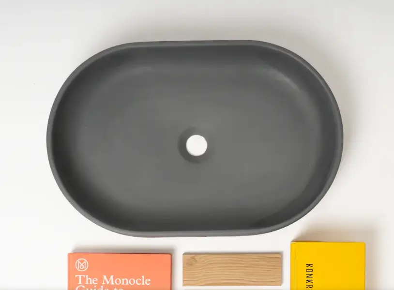 DDALF04 22'' Concrete Oval Vessel Sink - Bathroom by ZEEK
