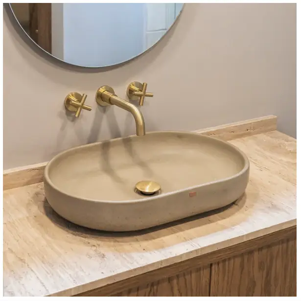 DDALF04 22'' Concrete Oval Vessel Sink - Bathroom by ZEEK