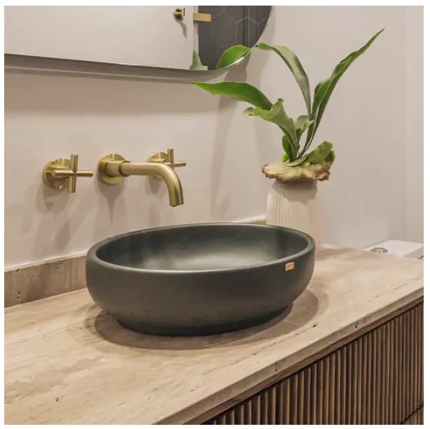 DDALF 14.5'' Round Concrete Vessel Sink - Bathroom by ZEEK