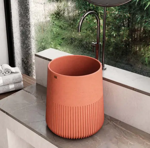 AUPAPA05 15'' Tall Concrete Round Vessel Sink - Bathroom by ZEEK