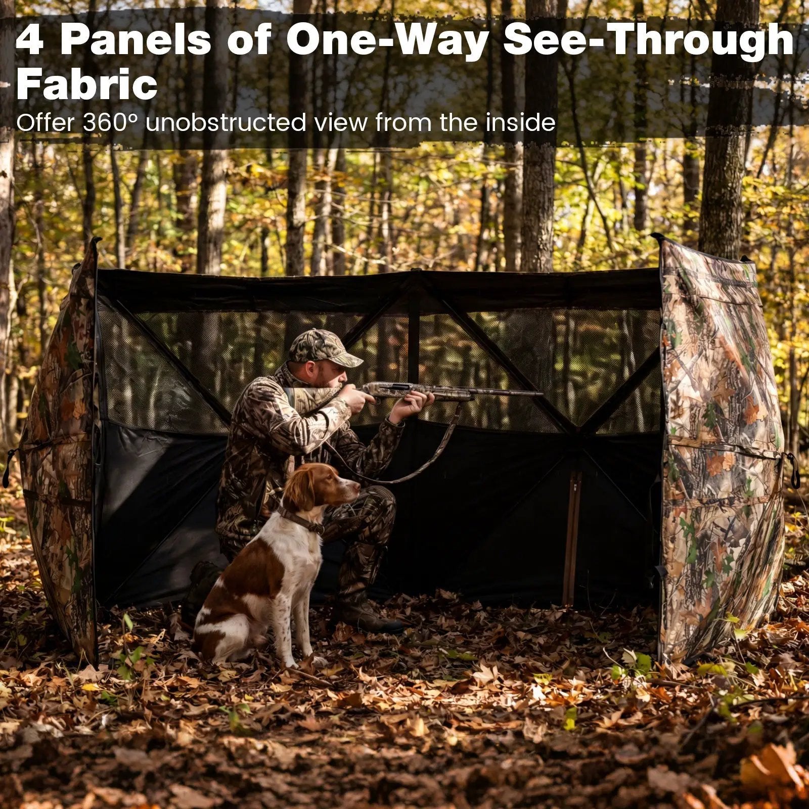 See-Through Hunting Blind Panel with Dog Door Pop up Waterflow Blind for 1-3 People by DirectDeals