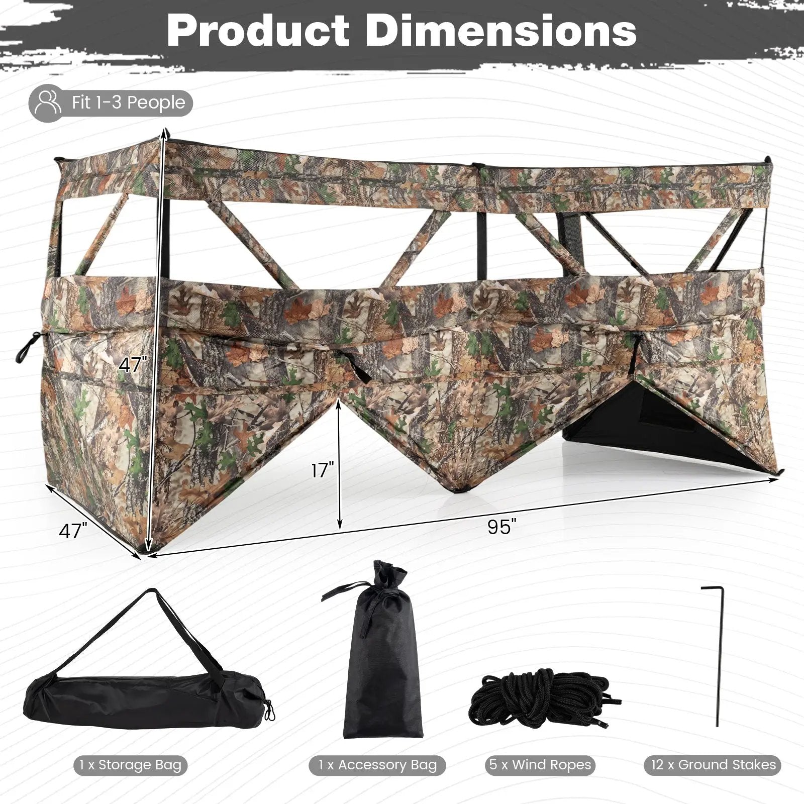 See-Through Hunting Blind Panel with Dog Door Pop up Waterflow Blind for 1-3 People by DirectDeals