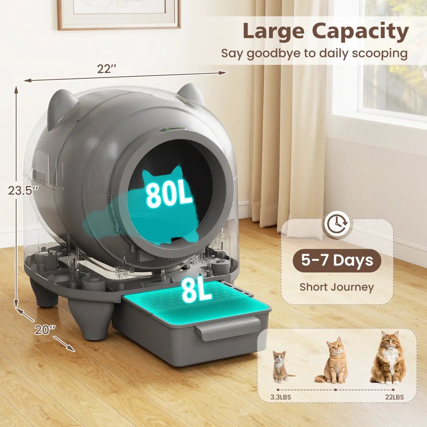 Self-Cleaning Litter Box with App Control for Multi-Cat Homes by DirectDeals