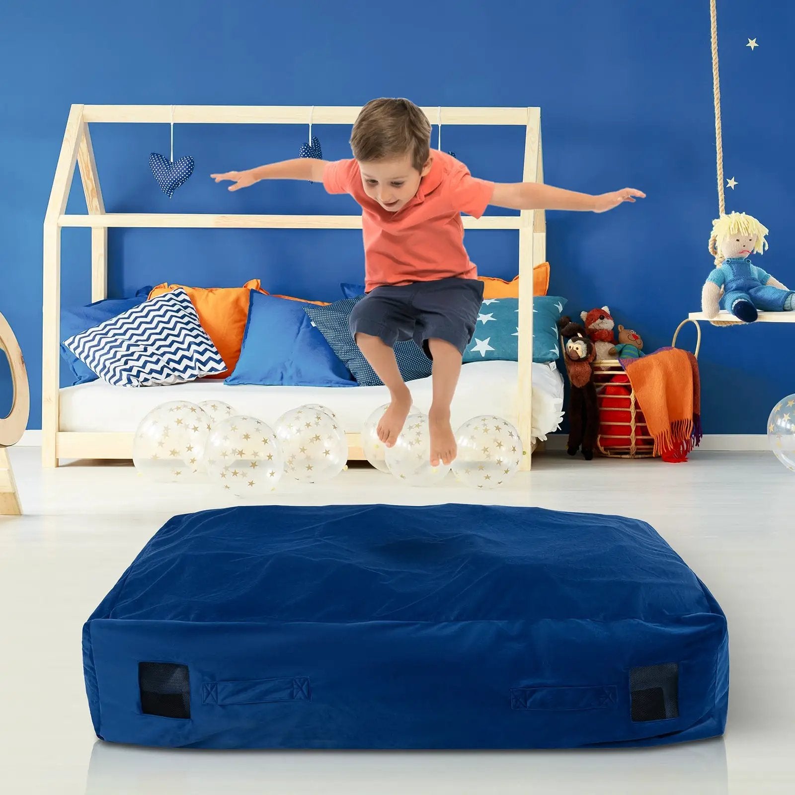 47 x 35.5 Inch Crash Pad Sensory Mat with Foam Blocks and Washable Cover by DirectDeals