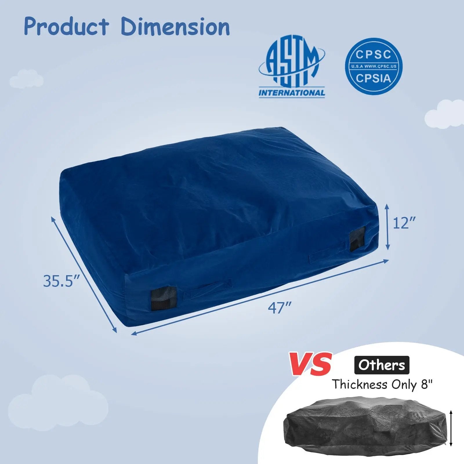 47 x 35.5 Inch Crash Pad Sensory Mat with Foam Blocks and Washable Cover by DirectDeals