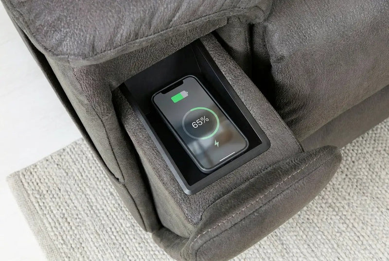 Serenity Slate Grey Ultra Infinite Position Lift Chair with Power Headrest, Heat, Massage & Wireless Charging by Ornate Furniture