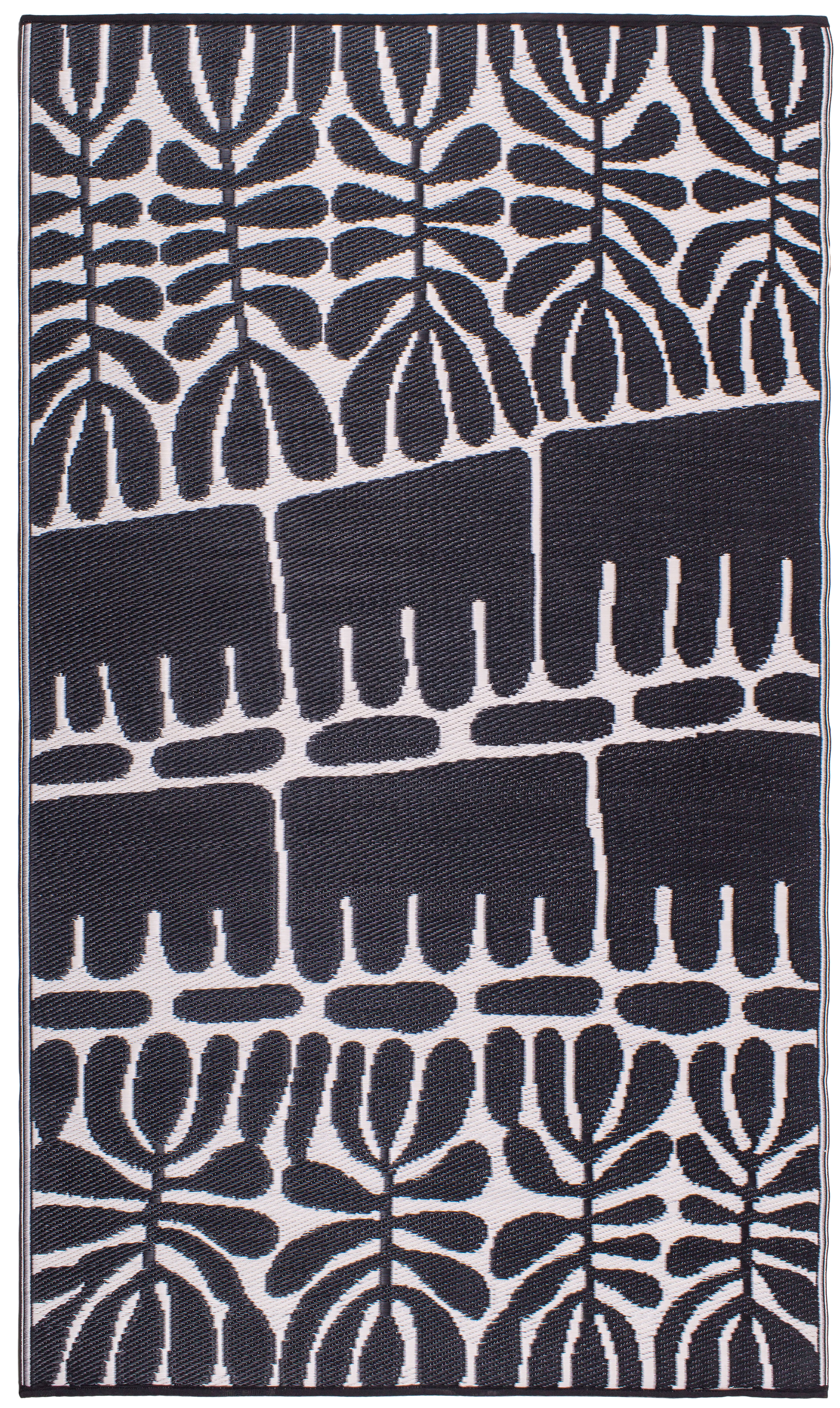 Serowe - Black & White Outdoor Rug for Patio by Fab Habitat