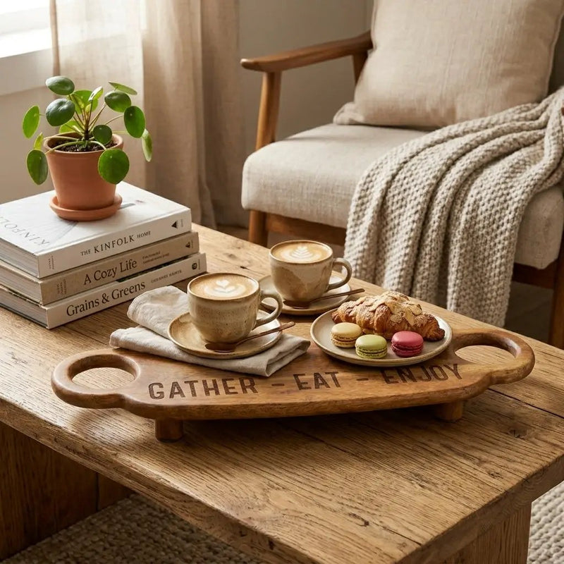 House of Avana Gather Eat Enjoy Mango Wood Platter by House Of Avana