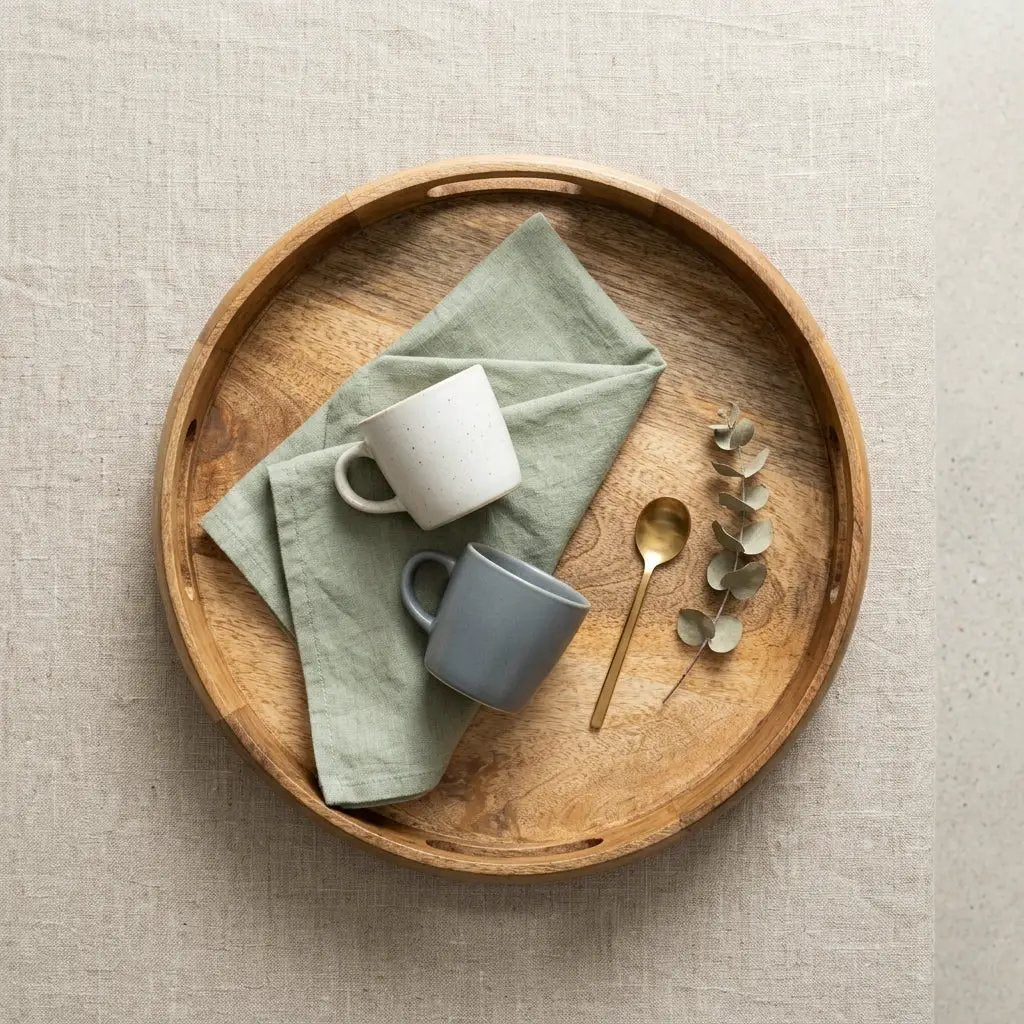 House of Avana Round Mango Wood Serving Tray Natural by House Of Avana