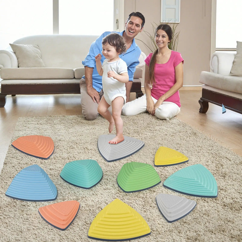 Set of 11 Stepping Stones for Kids Non-Slip Balance Stones with Storage Bag by DirectDeals