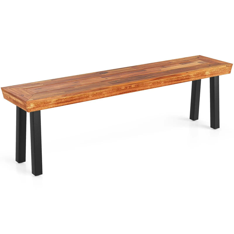 Set of 1 Outdoor Acacia Wood Benches 2-3 People Backless Garden Front Benches with Metal Frame-1 Piece by DirectDeals
