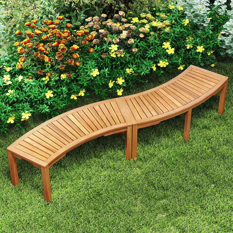 Curved Acacia Wood Garden Bench for 2 Person by DirectDeals