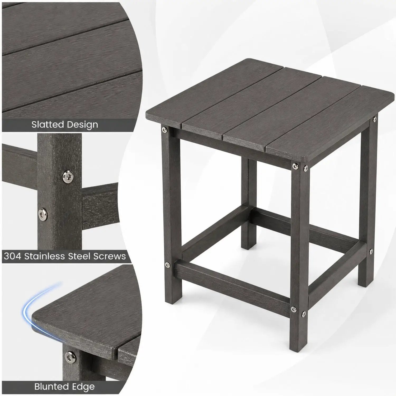 Square Adirondack Side Table 14" Weather-Resistant HDPE by DirectDeals