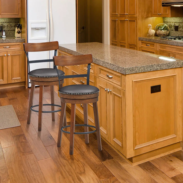 Swivel Counter Height Bar Stool Set of 2 - 25.5 Inch