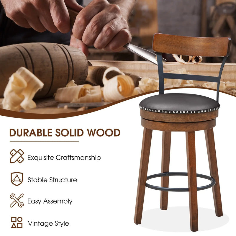 Swivel Counter Height Bar Stool Set of 2 - 25.5 Inch by DirectDeals