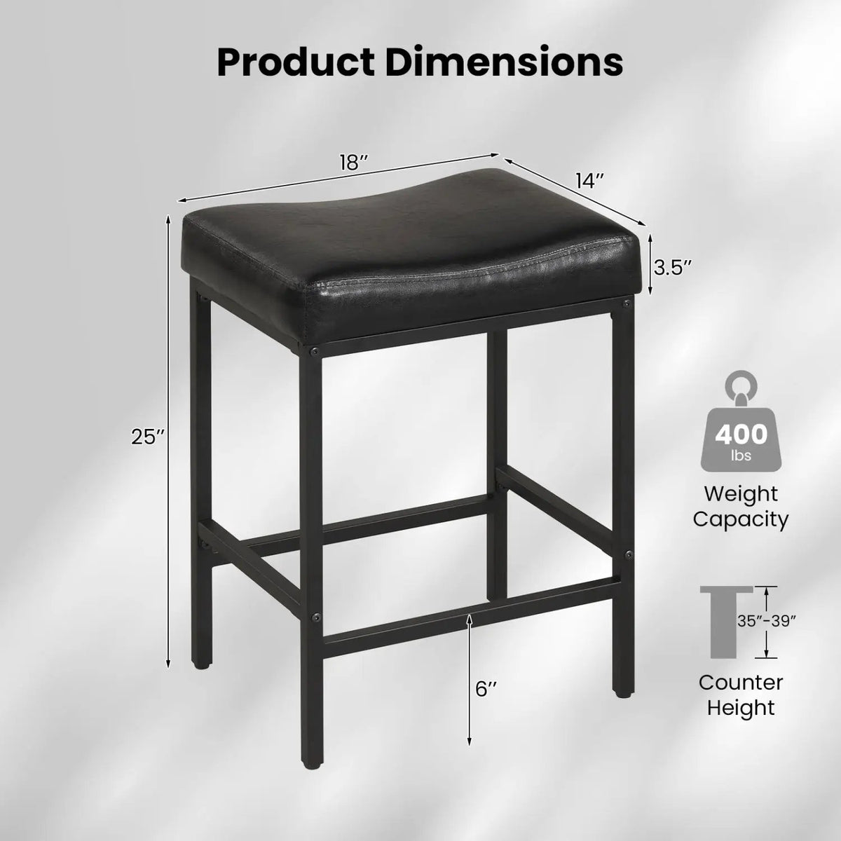 Set of 2 25 Inch Counter Height Bar Chairs for Kitchen Island by DirectDeals