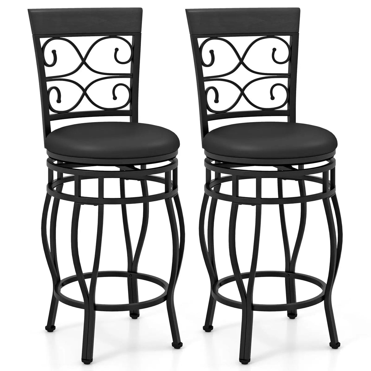 Set of 2 26 Inch Bar Stool with Backrest and Footrest by DirectDeals