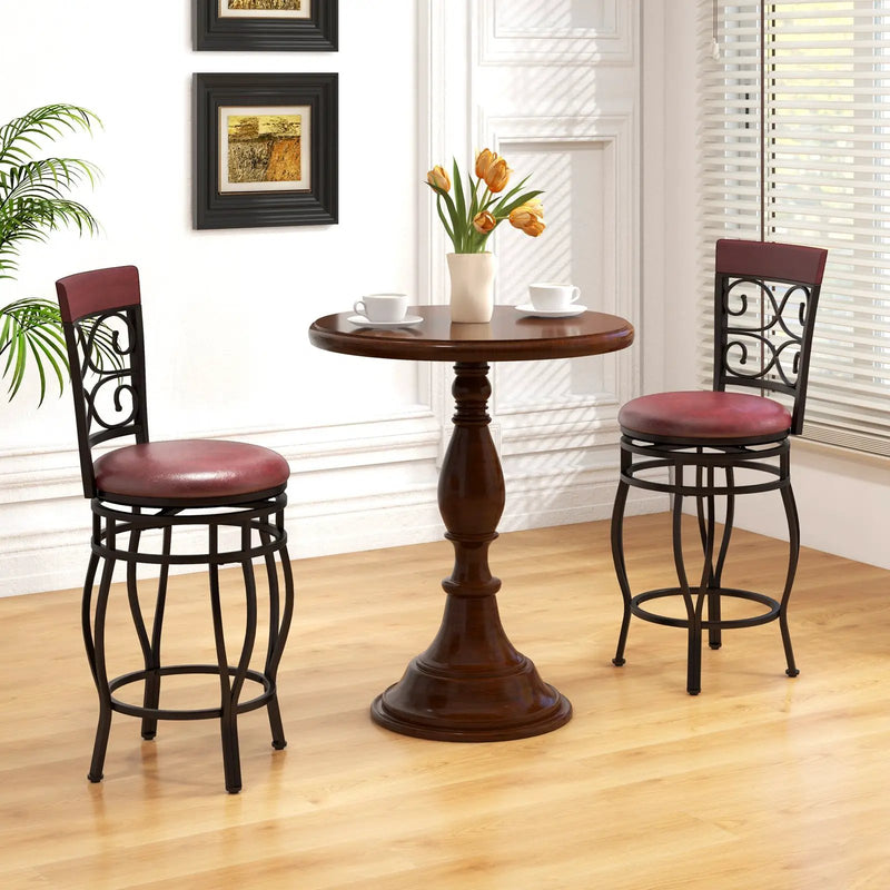 Set of 2 26 Inch Bar Stool with Backrest and Footrest by DirectDeals