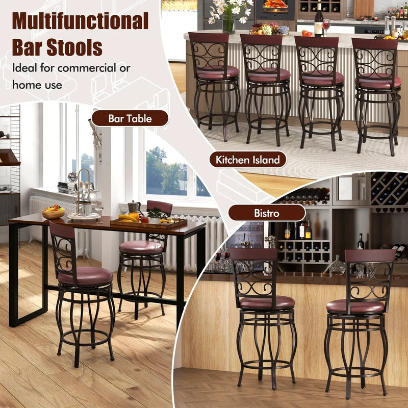 Set of 2 26 Inch Bar Stool with Backrest and Footrest by DirectDeals