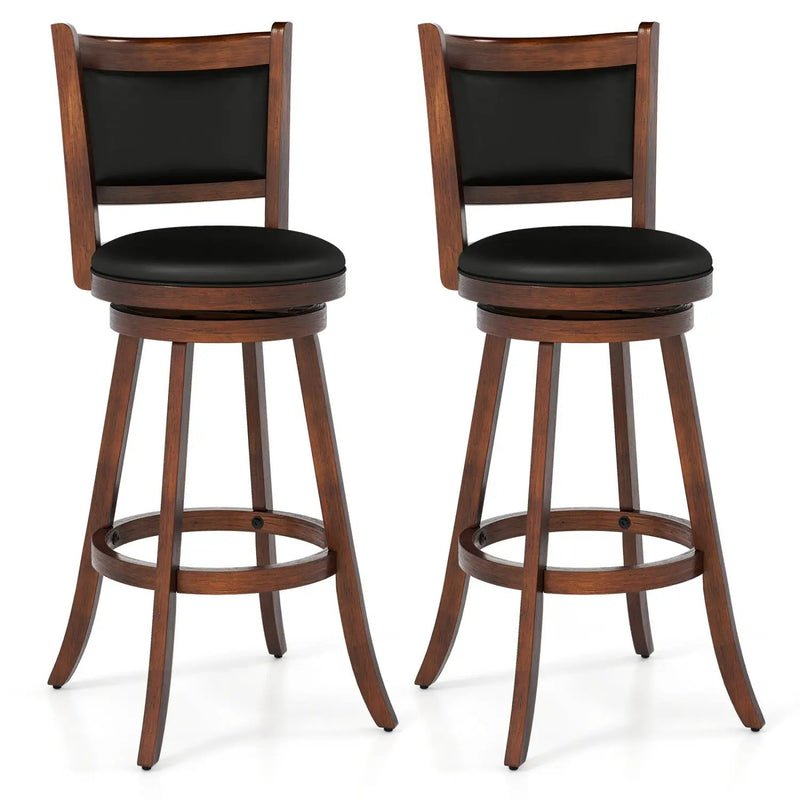 Set of 2 29 Inch Swivel Bar Height Stool Wood Dining Chair Barstool by DirectDeals