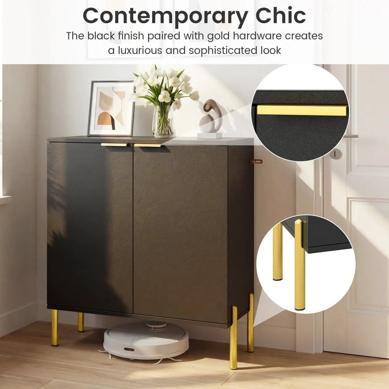 Set of 2 2-Door Buffet Cabinet Sideboard with Metal Legs by DirectDeals