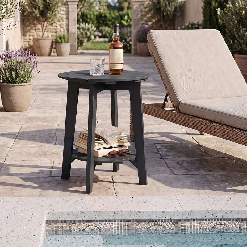 2-Tier Eucalyptus Wood Outdoor Side Table Set of 2 by DirectDeals