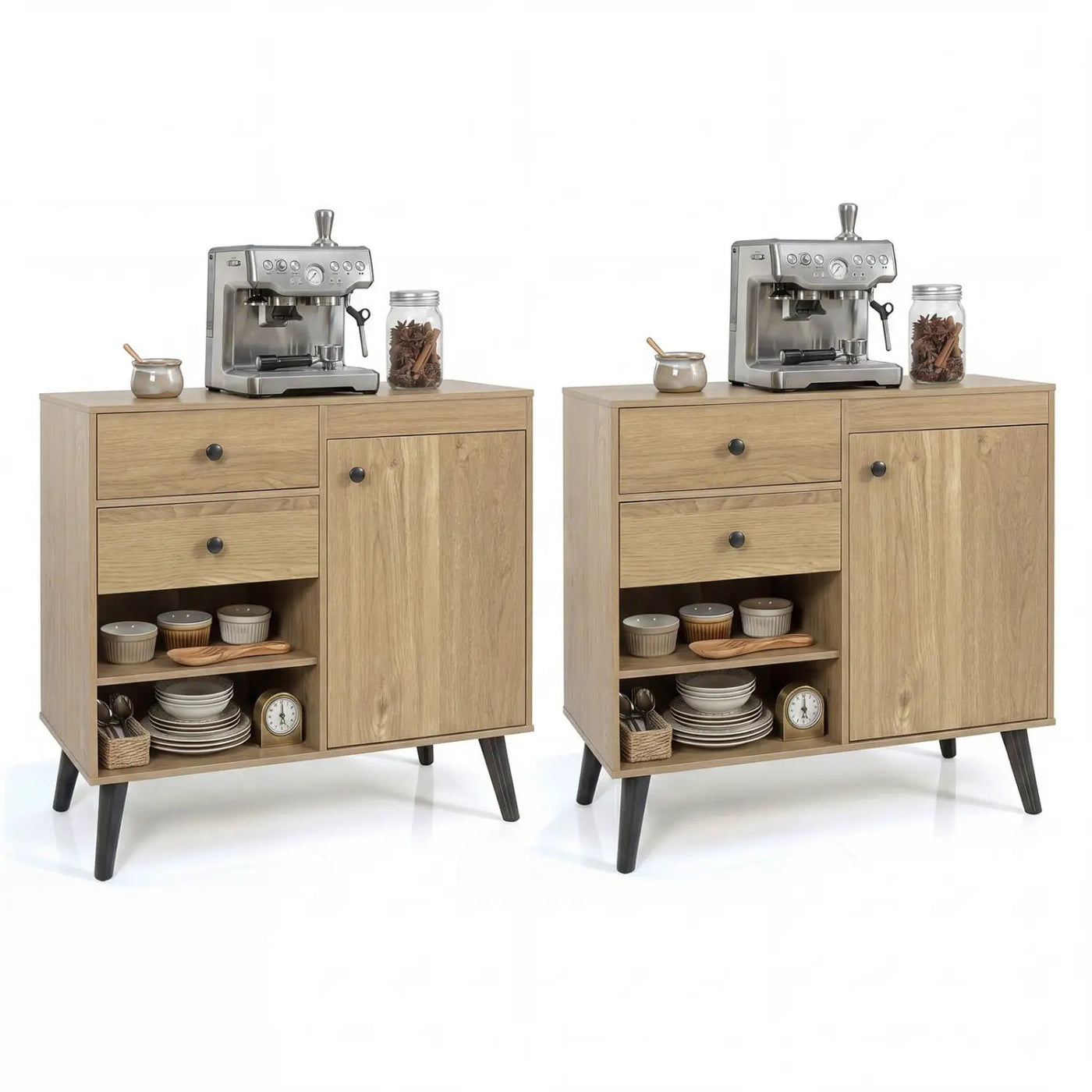 31" Buffet Cabinet Set of 2 with Drawers and Shelves by DirectDeals