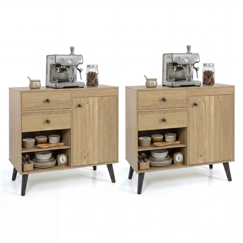 31" Buffet Cabinet Set of 2 with Drawers and Shelves by DirectDeals