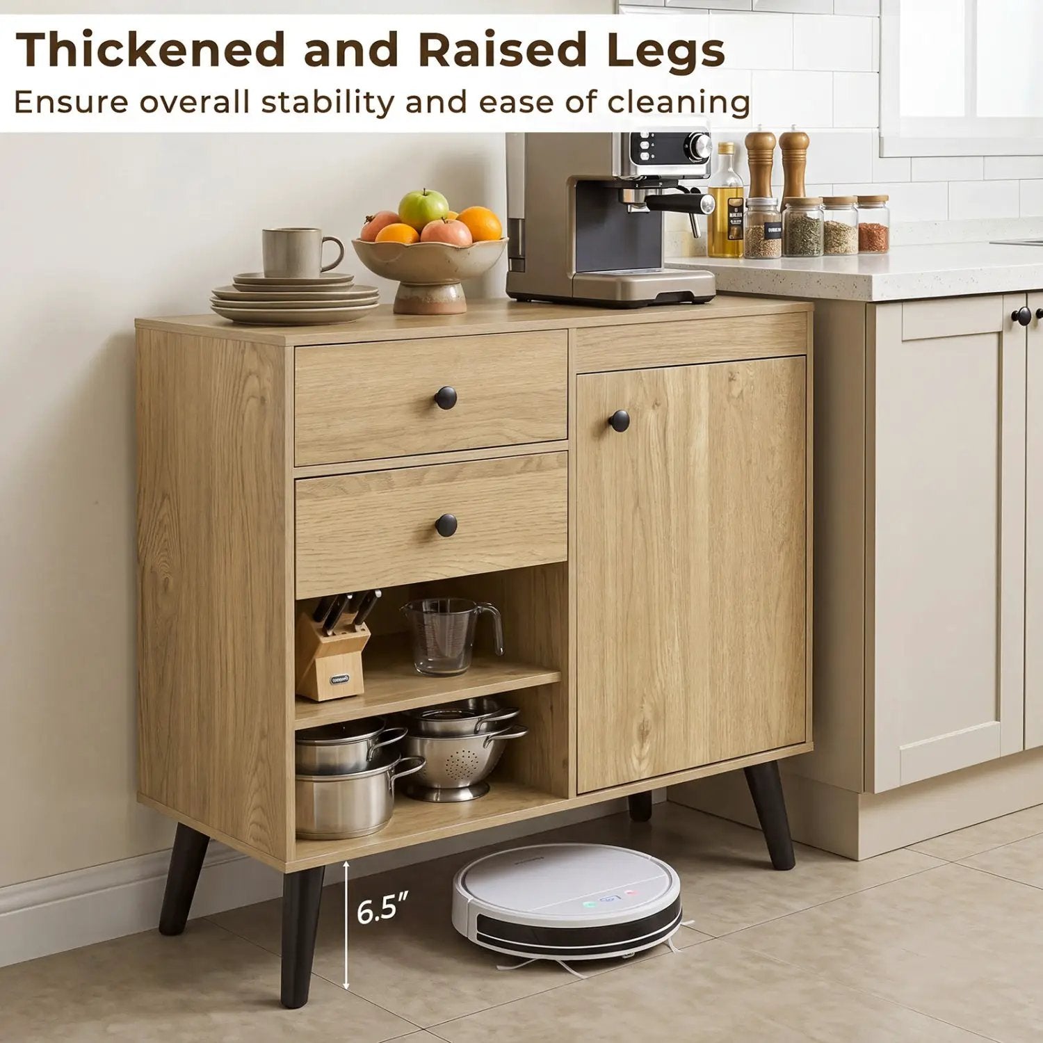 31" Buffet Cabinet Set of 2 with Drawers and Shelves by DirectDeals