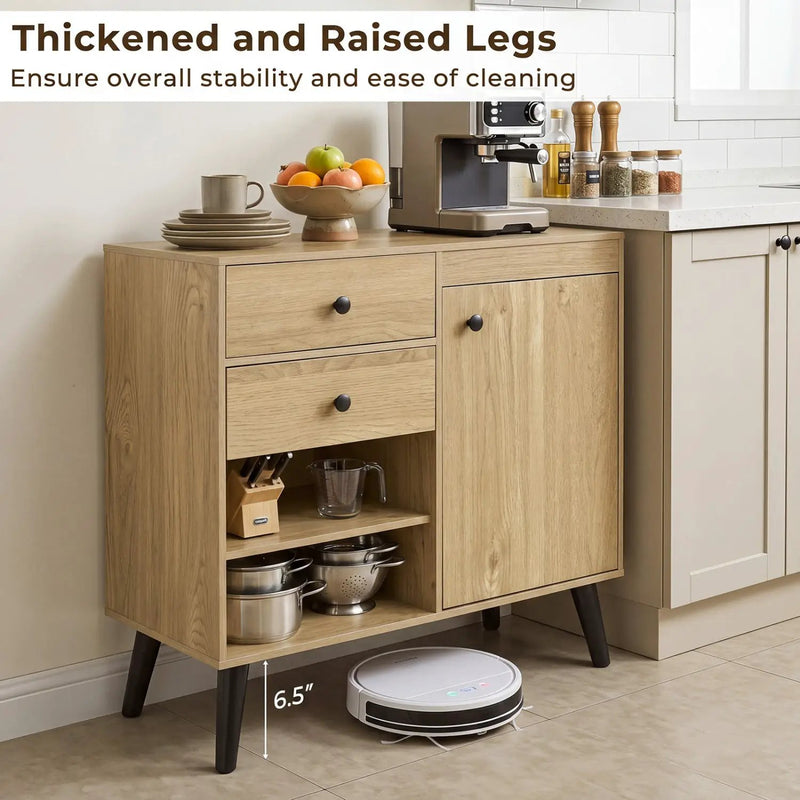 31" Buffet Cabinet Set of 2 with Drawers and Shelves by DirectDeals