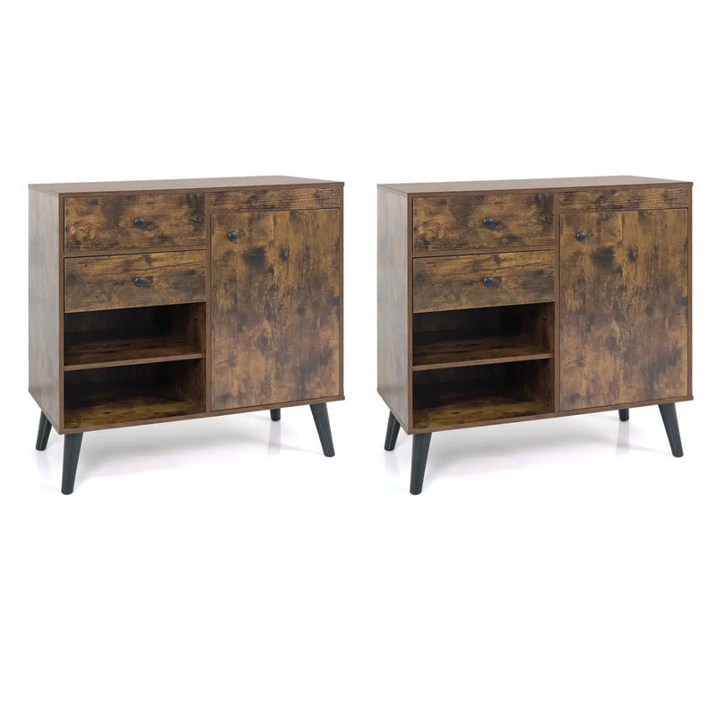 31" Buffet Cabinet Set of 2 with Drawers and Shelves by DirectDeals