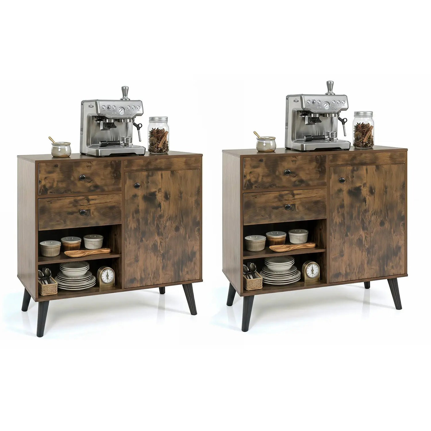 31" Buffet Cabinet Set of 2 with Drawers and Shelves by DirectDeals
